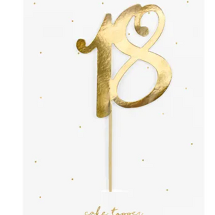 Topper na tort ''18'', złoty