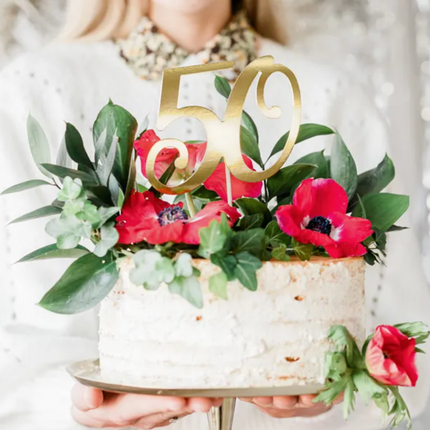 Topper na tort ''50'', złoty