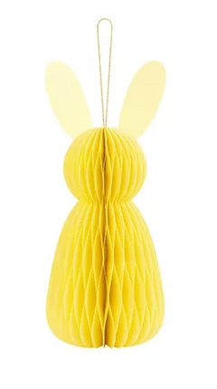 Dekoracja papierowa honeycomb Króliczek, żółty, 30 cm