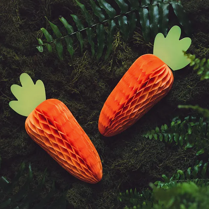 Dekoracja papierowa honeycomb Marchewka, pomarańczowy, 20 cm