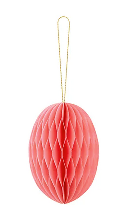 Dekoracja papierowa honeycomb Jajko, różowy, 12 cm