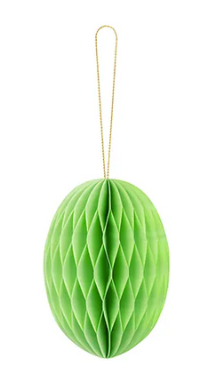 Dekoracja papierowa honeycomb Jajko, zielony, 12 cm