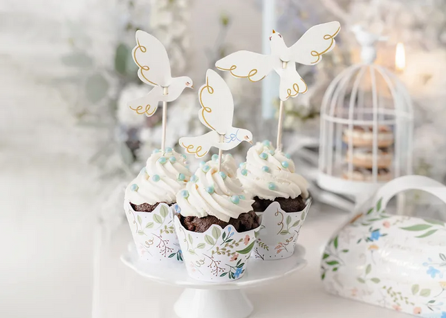 Muffin/cake decorations - Doves, 14.5 cm