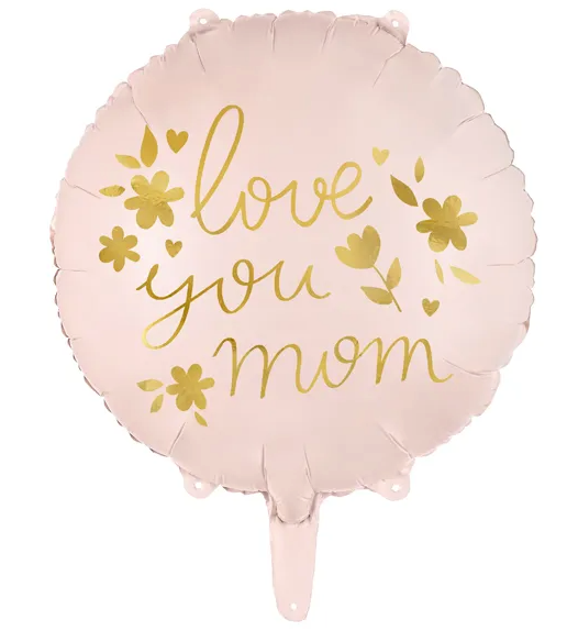 Foil balloon ''Love you mom'', 45 cm, pink