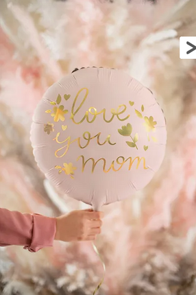 Balon foliowy ''Love you mom'', 45 cm, różowy