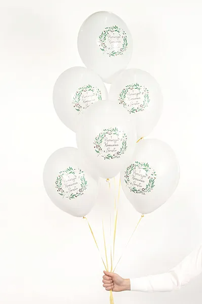 6 balloons 30 cm, First Holy Communion, Pastel White