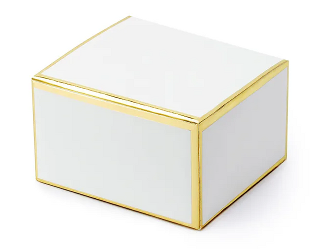 Boxes, white, 6x3.5x5.5cm golden edges