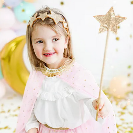 Różdżka złota błyszcząca gwiazdka brokatowa dla księżniczki - Yooglo
