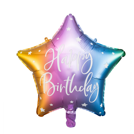 Balon foliowy Happy Birthday, gwiazda mix - Yooglo