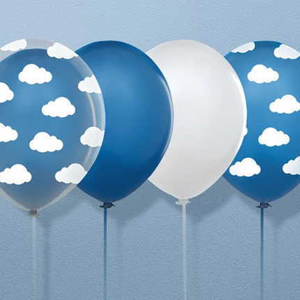 Balony 30cm Chmurki Crystal Clear opak. 50szt. - balony