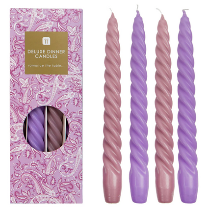 Boho spiralne świeczki purpurowy/fioletowy 4szt - Yooglo
