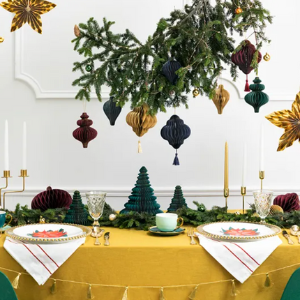 Bombka papierowa honeycomb Sopelek, burgund, 10x15 cm - Yooglo