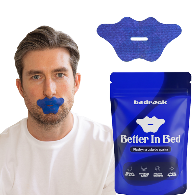 Jedwabna taśma na usta do spania – Better In Bed - Niebieski - taśma na usta