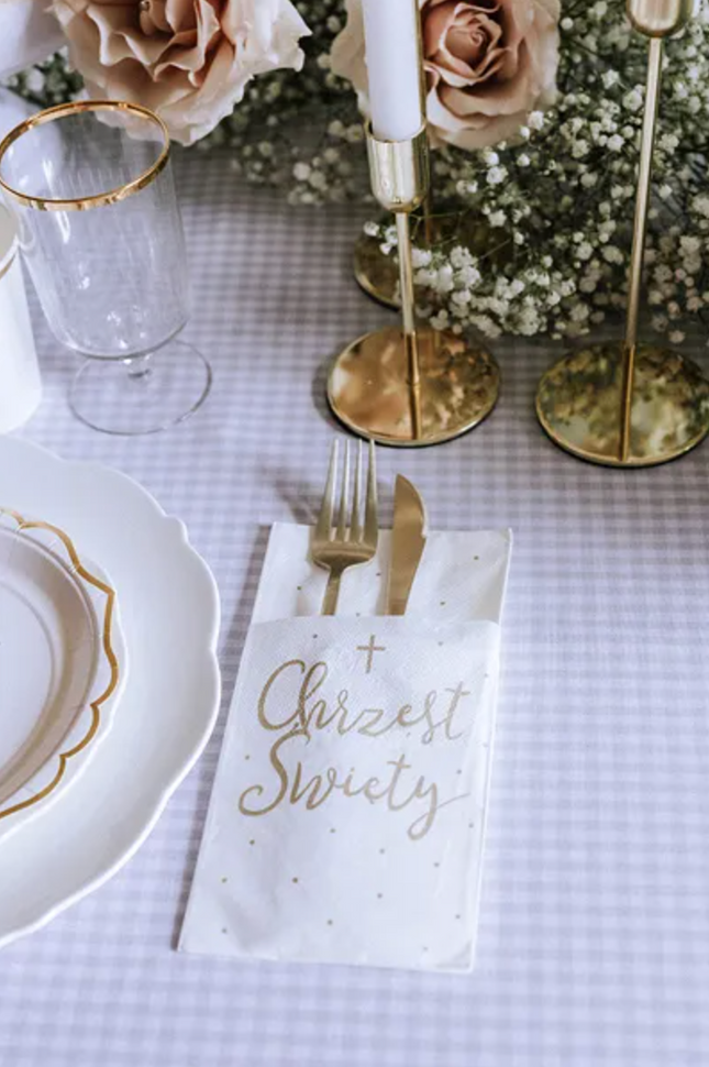 Kieszonka na sztućce ’’Chrzest Święty’’ 6szt - serwetki papierowe