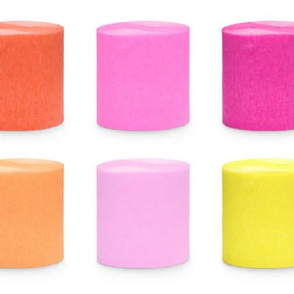 Krepa 5cm/10m zestaw 6 szt. mix letnie kolory - krepa