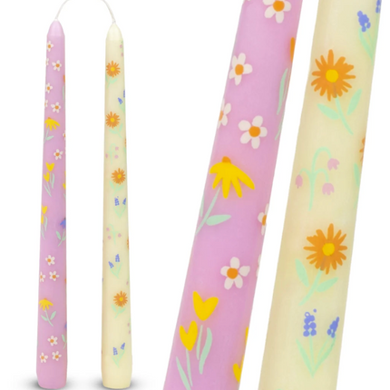 Kwiatowe świece stołowe różowo-żółte2szt - Yooglo