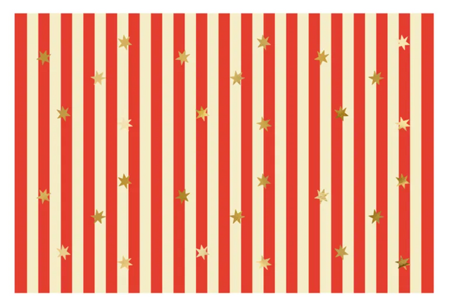 Obrus papierowy Pasy czerwone z gwiazdkami 180 x 120 cm - obrus papierowy