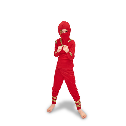 Strój Ninja, czerwony, rozmiar 116-128cm - Yooglo