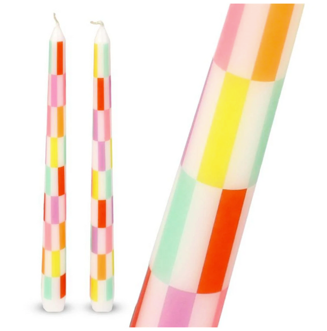 Świece stołowe kolorowe Check Taper – 2 szt. - Yooglo