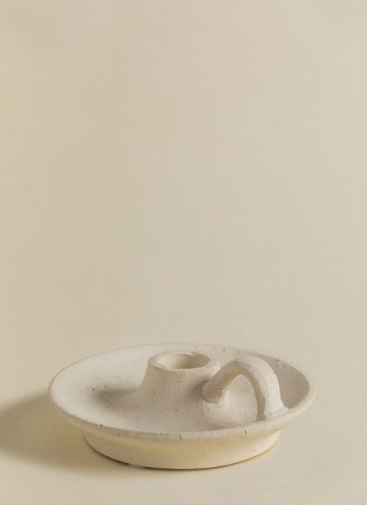 Świecznik ceramiczny Laisne - kolor: kremowy - Yooglo