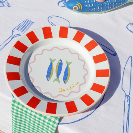 Talerz emaliowany 25 cm – Sardynki - Yooglo