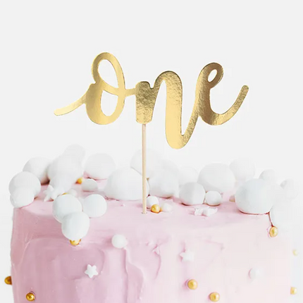 Topper na tort One złoty 19cm - topper