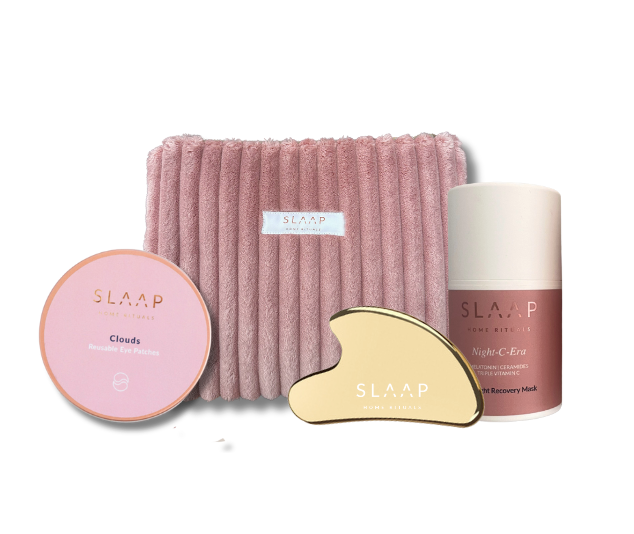 Zestaw w kosmetyczce płytka Gua Sha i maska Night C-era - Yooglo